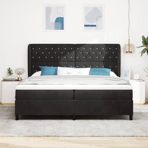 Box Spring Krevet s Madracem Crna 200x200 cm Baršun Cijena
