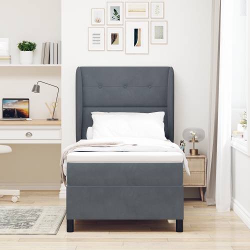 Box Spring Krevet s Madracem Tamno Siva 80x200 cm Baršun Cijena