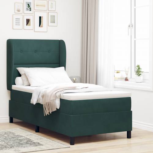 Krevet s box springom i madracem tamnozelene boje 90x190 cm od baršuna Cijena