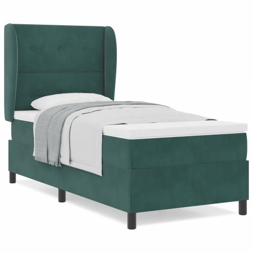 Box Spring krevet s madracem Tamno zelena 90x200 cm Baršun Cijena