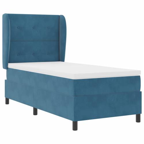 Box Spring Krevet s Madracem u Tamno Plavoj, 90x200 cm, Baršun Cijena