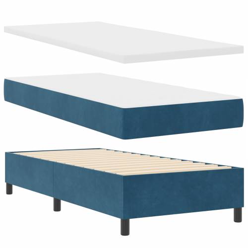 Box Spring Krevet s Madracem u Tamno Plavoj, 90x200 cm, Baršun Cijena