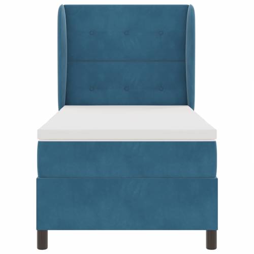 Box Spring Krevet s Madracem u Tamno Plavoj, 90x200 cm, Baršun Cijena