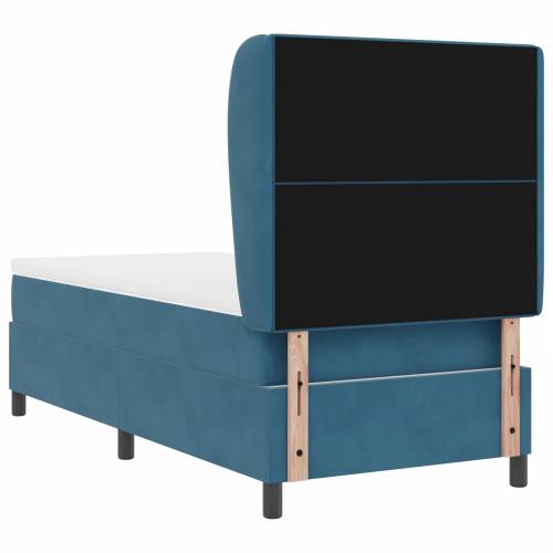 Box Spring Krevet s Madracem u Tamno Plavoj, 90x200 cm, Baršun Cijena