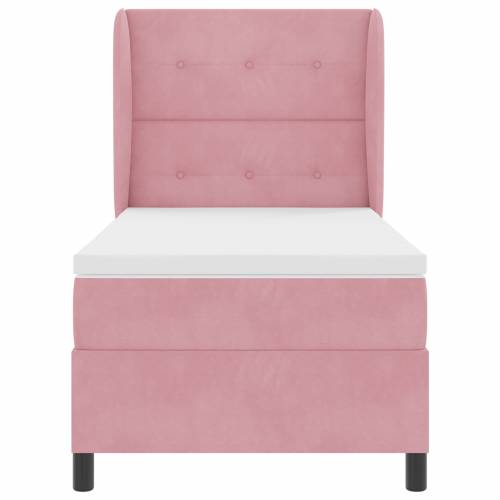Box Spring Krevet s Madracem Ružičasti 90x200 cm Baršun Cijena