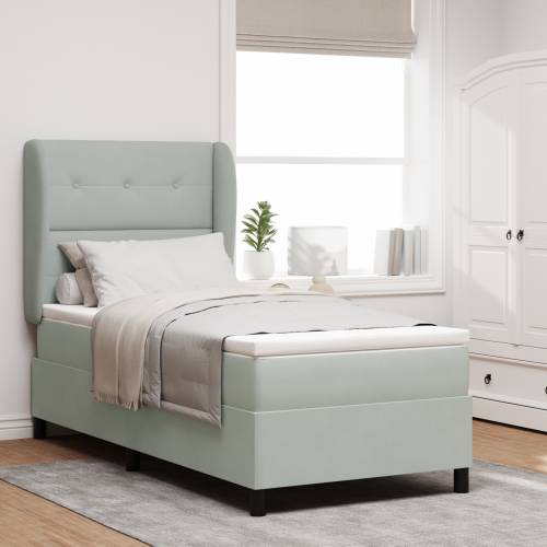 Box Spring Krevet s Madracem Svjetlosiva 100x200 cm Baršun Cijena