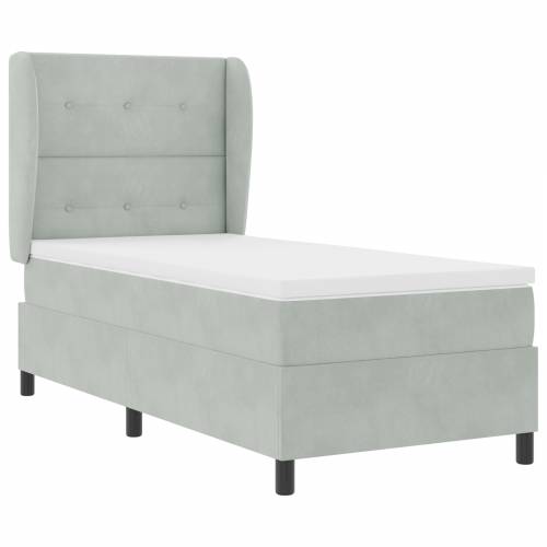 Box Spring Krevet s Madracem Svjetlosiva 100x200 cm Baršun Cijena