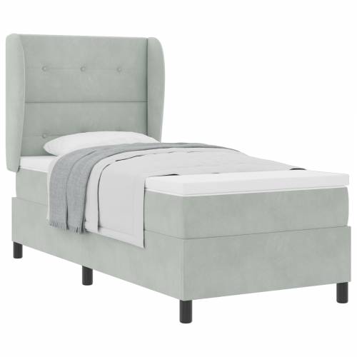 Box Spring Krevet s Madracem Svjetlosiva 100x200 cm Baršun Cijena