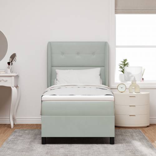 Box Spring Krevet s Madracem Svjetlosiva 100x200 cm Baršun Cijena