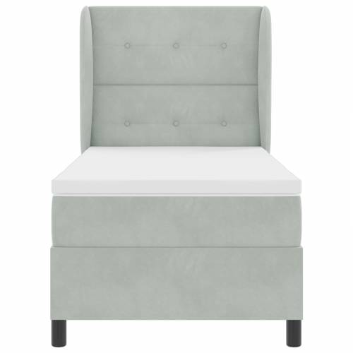 Box Spring Krevet s Madracem Svjetlosiva 100x200 cm Baršun Cijena