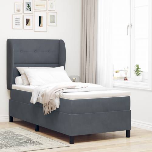 Box Spring Krevet s Madracem Tamno Sivi 100x200 cm Baršun Cijena