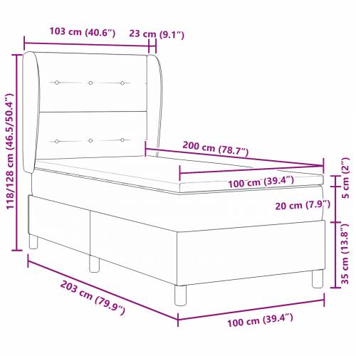 Box Spring Krevet s Madracem Crna 100x200 cm Baršun Cijena
