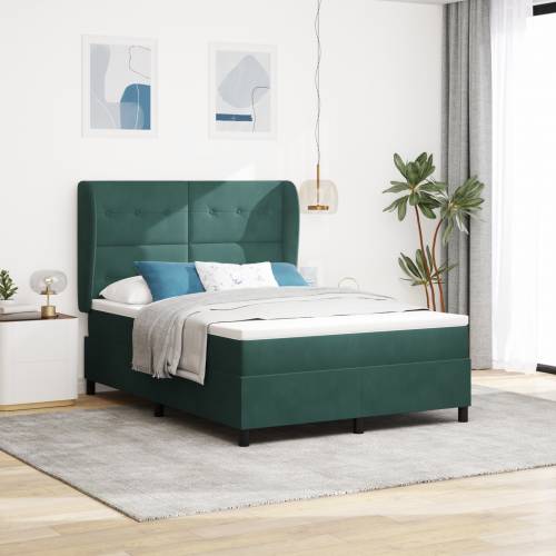 Box Spring Krevet s Madracem Tamnozelena 140x190 cm Baršun Cijena
