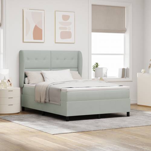 Box Spring Krevet s Madracem u Svjetlosivoj, 140x200 cm, Baršun Cijena