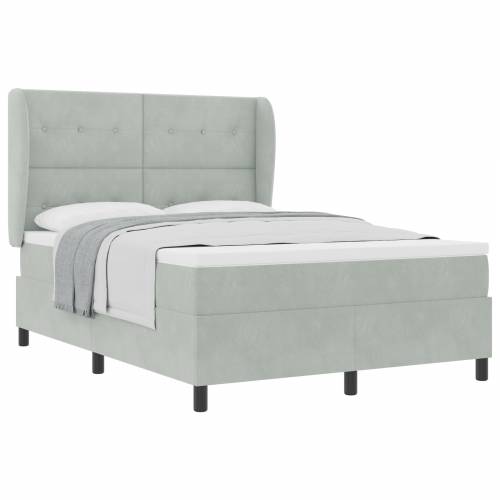 Box Spring Krevet s Madracem u Svjetlosivoj, 140x200 cm, Baršun Cijena