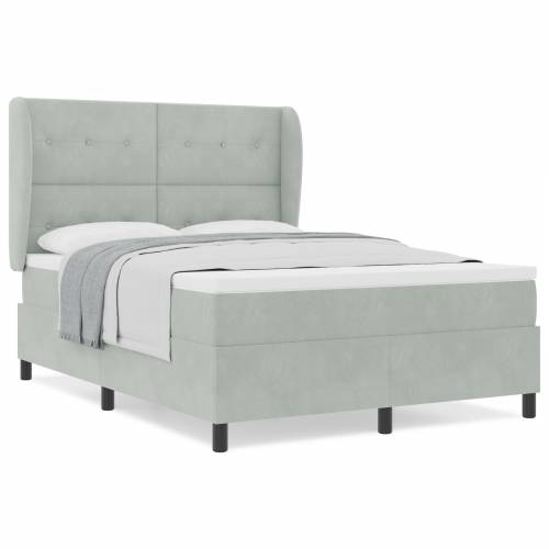 Box Spring Krevet s Madracem u Svjetlosivoj, 140x200 cm, Baršun Cijena