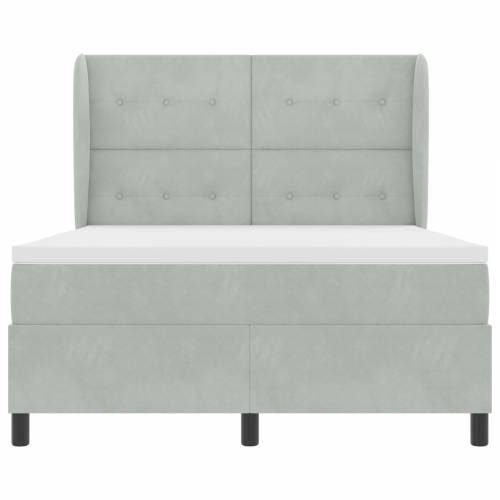 Box Spring Krevet s Madracem u Svjetlosivoj, 140x200 cm, Baršun Cijena