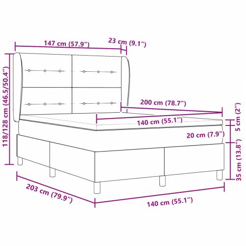 Box Spring Krevet s Madracem Tamnoplavi 140x200 cm Baršun Cijena