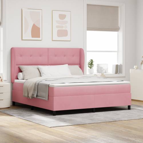 Box Spring Krevet s Madracem Ružičasta 180x200 cm Baršun Cijena