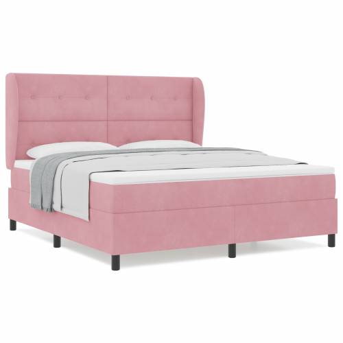 Box Spring Krevet s Madracem Ružičasta 180x200 cm Baršun Cijena