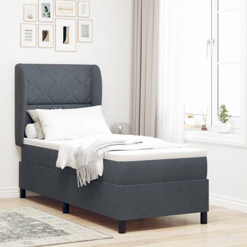 Box Spring Krevet s Madracem Tamno Siva 80x200 cm Baršun Cijena