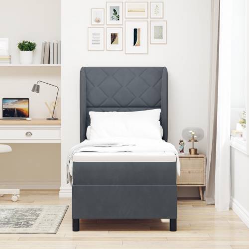 Box Spring Krevet s Madracem Tamno Siva 80x200 cm Baršun Cijena