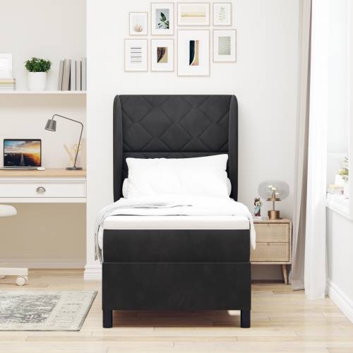 Box Spring Krevet s Madracem Crni 80x200 cm Baršun Cijena