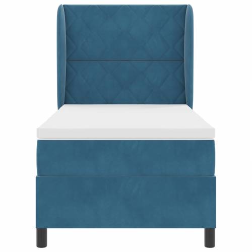 Box Spring Krevet s Madracem Tamnoplavi 90x190 cm Baršun Cijena