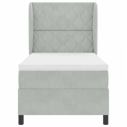 Box Spring Krevet s Madracem Svjetlosiva 90x200 cm Baršun Cijena