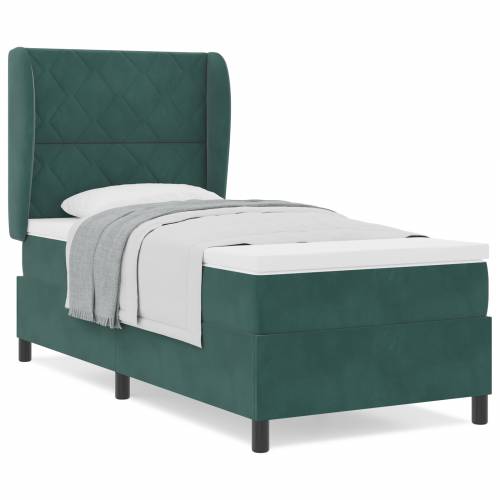 Box Spring Krevet s Madracem u Tamnozelenoj, 90x200 cm, Baršun Cijena
