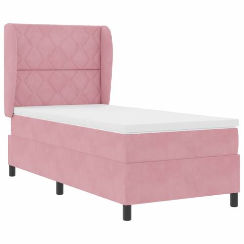 Box Spring Krevet s Madracem Ružičasta 90x200 cm Baršun Cijena