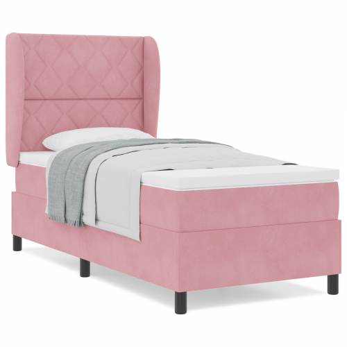 Box Spring Krevet s Madracem Ružičasta 90x200 cm Baršun Cijena