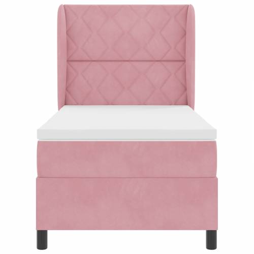 Box Spring Krevet s Madracem Ružičasta 90x200 cm Baršun Cijena