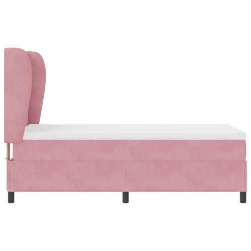 Box Spring Krevet s Madracem Ružičasta 90x200 cm Baršun Cijena