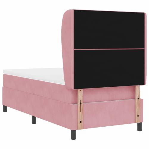 Box Spring Krevet s Madracem Ružičasta 90x200 cm Baršun Cijena