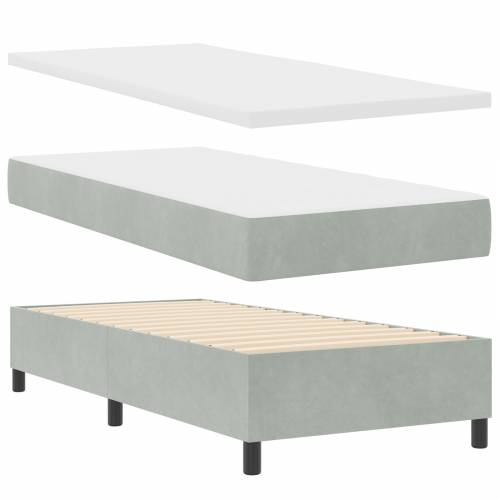 KUTIJA SPRING KREVET S MATTRESSOM Svjetlosiva 100x200 cm Baršun Cijena