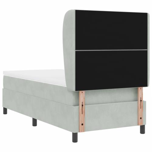 KUTIJA SPRING KREVET S MATTRESSOM Svjetlosiva 100x200 cm Baršun Cijena