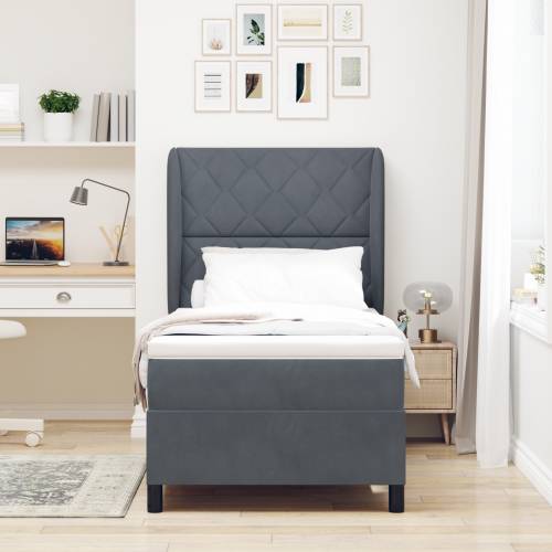 Box Spring Krevet s Madracem Tamnosivi 100x200 cm Baršun Cijena