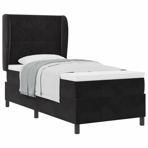 Box Spring Krevet s Madracem Crni 100x200 cm Baršun Cijena
