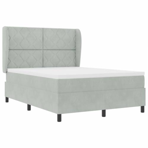 Box Spring Krevet s Madracem Svjetlosiva 140x190 cm Baršun Cijena