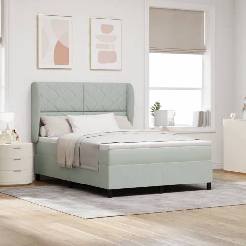 Box Spring Krevet s Madracem Svjetlosiva 140x200 cm Baršun Cijena