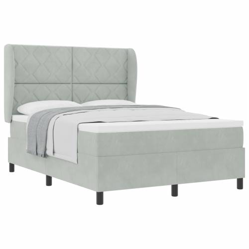 Box Spring Krevet s Madracem Svjetlosiva 140x200 cm Baršun Cijena