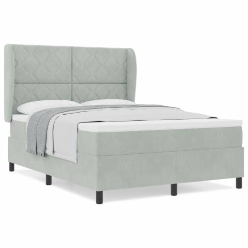 Box Spring Krevet s Madracem Svjetlosiva 140x200 cm Baršun Cijena