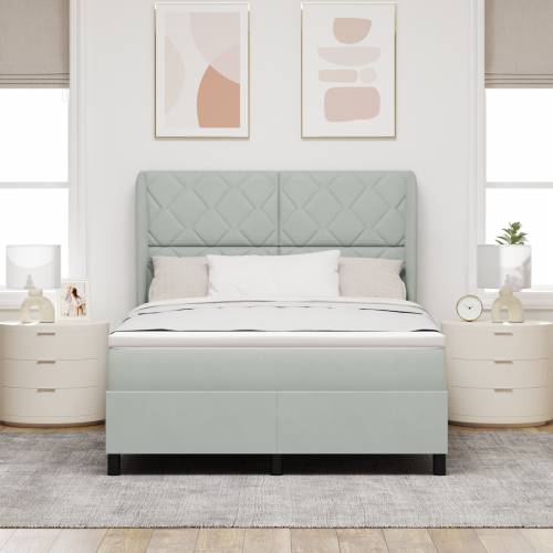 Box Spring Krevet s Madracem Svjetlosiva 140x200 cm Baršun Cijena