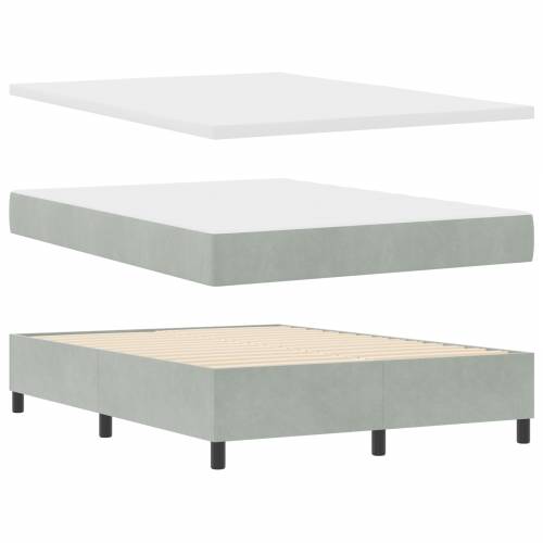 Box Spring Krevet s Madracem Svjetlosiva 140x200 cm Baršun Cijena