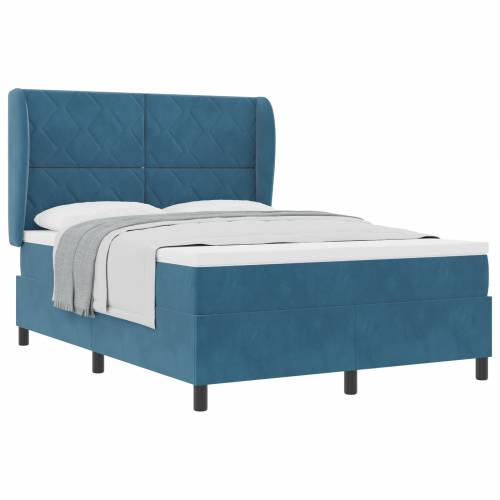 Box Spring Krevet s Madracem Tamno Plavi 140x200 cm Baršun Cijena