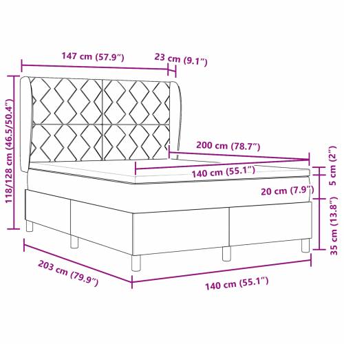 Box Spring Krevet s Madracem Tamno Plavi 140x200 cm Baršun Cijena