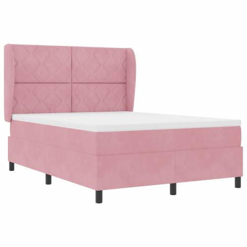 Ružičasti Baršunasti Box Spring Krevet s Madracem 140x200 cm Cijena