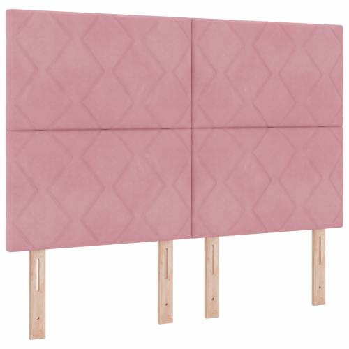 Ružičasti Baršunasti Box Spring Krevet s Madracem 140x200 cm Cijena