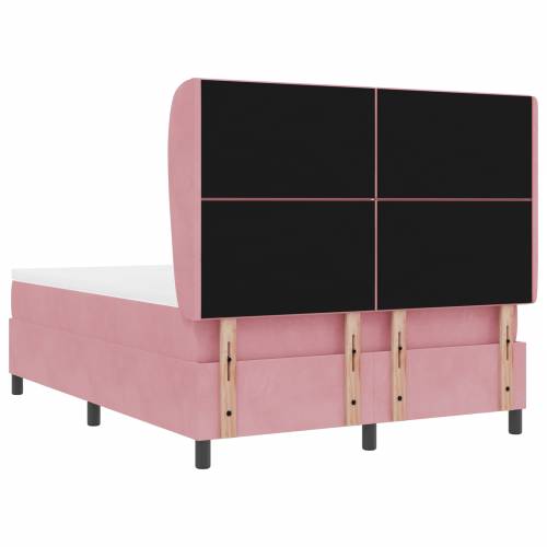 Ružičasti Baršunasti Box Spring Krevet s Madracem 140x200 cm Cijena